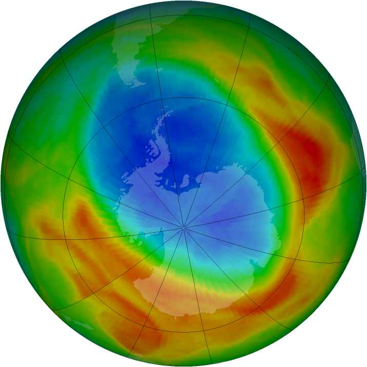 Antarctic ozone map for 22 October 1988
